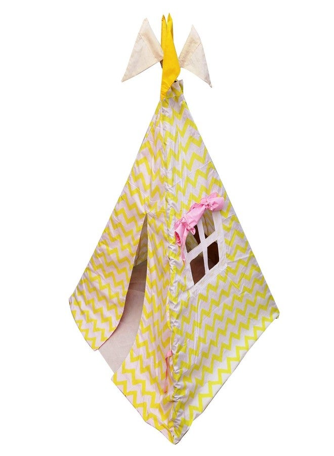 CREATIVE TEXTILES خيمة لعب للأطفال، خفيفة الوزن وقابلة للطي، مناسبة للتخييم، للاستخدام الداخلي والخارجي، مناسبة للأطفال من عمر 3 إلى 10 سنوات، اللون: أصفر مع أبيض - Image 2